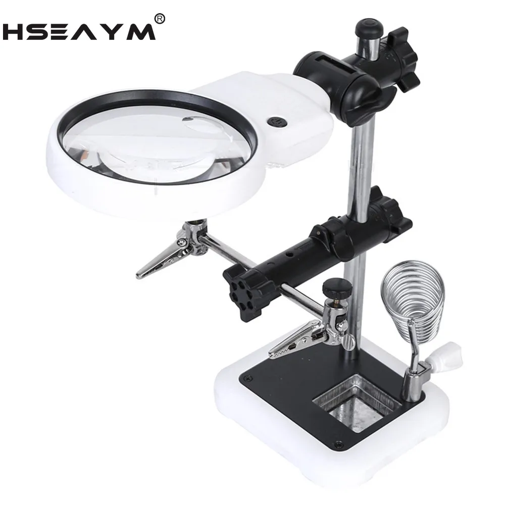Светодиодный настольный Вспомогательный зажим Лупа Стекло es Ремонт освещение