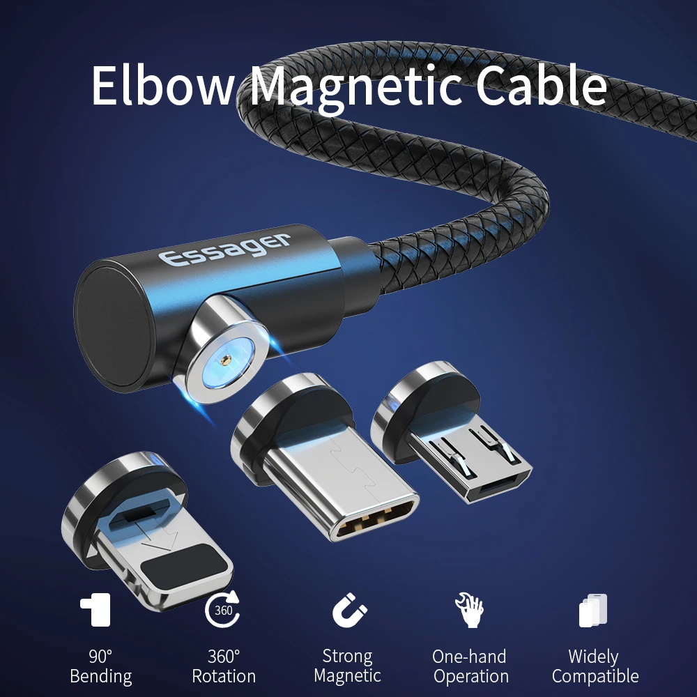 Магнитный кабель Essager 1/2 м Micro USB Type C адаптер зарядное устройство для быстрой