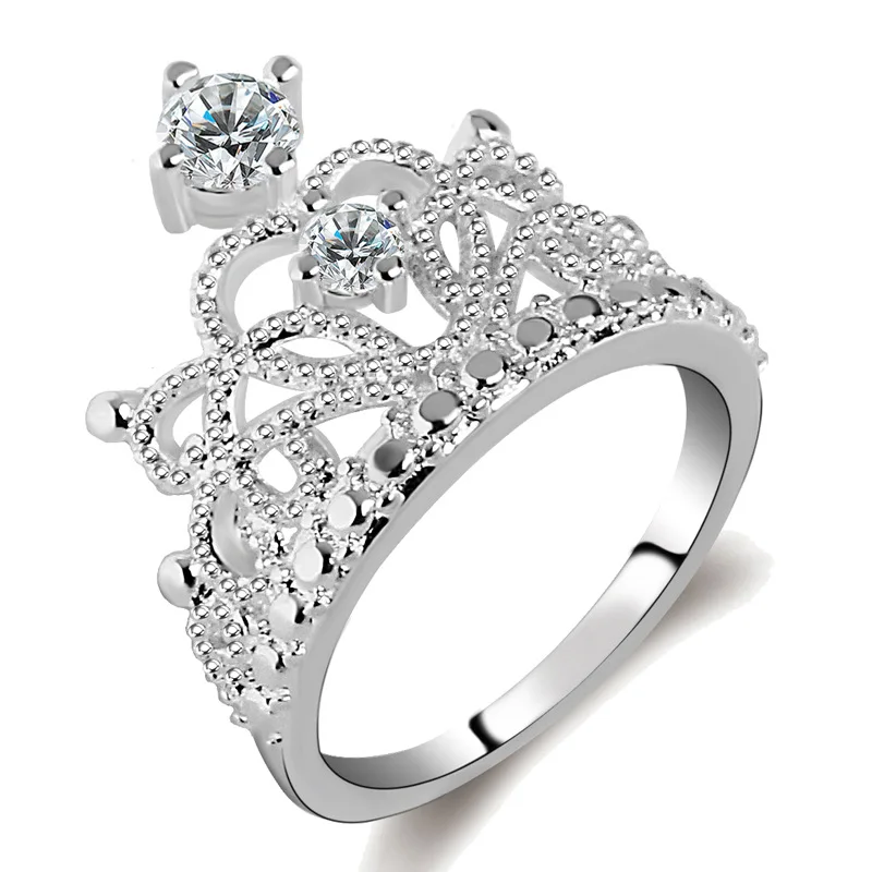Мода 925 Anillos серебряного цвета AAAAA циркониевые кольца с короной коктейльное