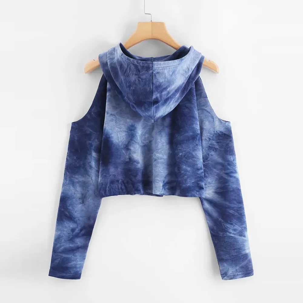 Женская толстовка без бретелек с принтом свитер пуловер длинными рукавами топы