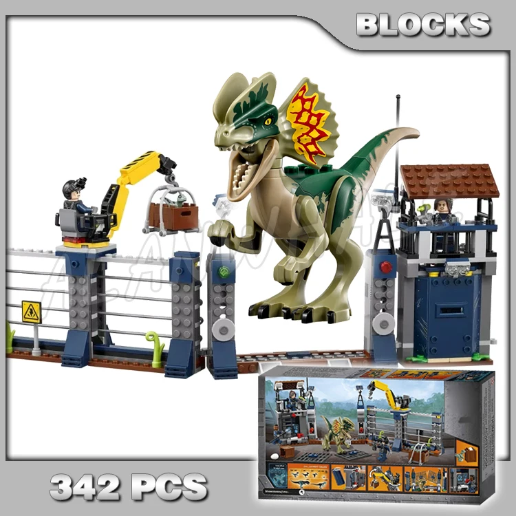 

342Pcs Jurassic World Dilophosaurus Outpost Attack Tracker Baby Dino Model Building Blocks Gifts Bricks Compatible with 10923