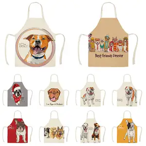 Льняные фартуки с принтом американского бульдога для мужчин, женщин, мужчин, 1 шт., инструменты для уборки дома WQ1155