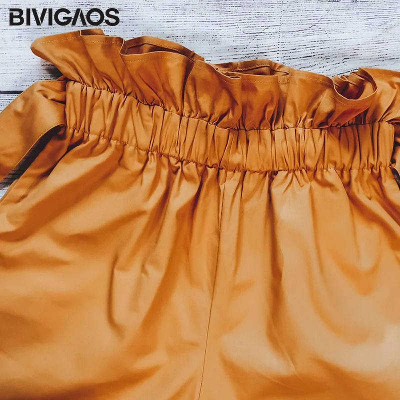 BIVIGAOS женские летние шорты модные желтые большие с высокой талией хлопок