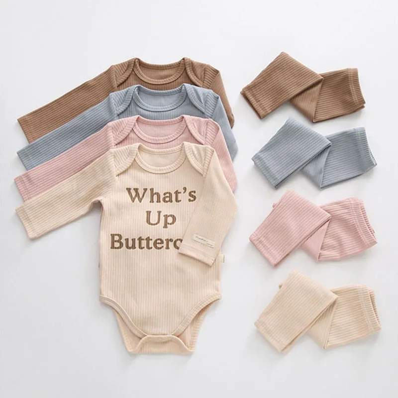 

2-piece Newborn Baby Toddler Romper+Pants Baby Boy Girl Clothes Kids Pit Striped Printed Clothing Set Outfits Clothes
