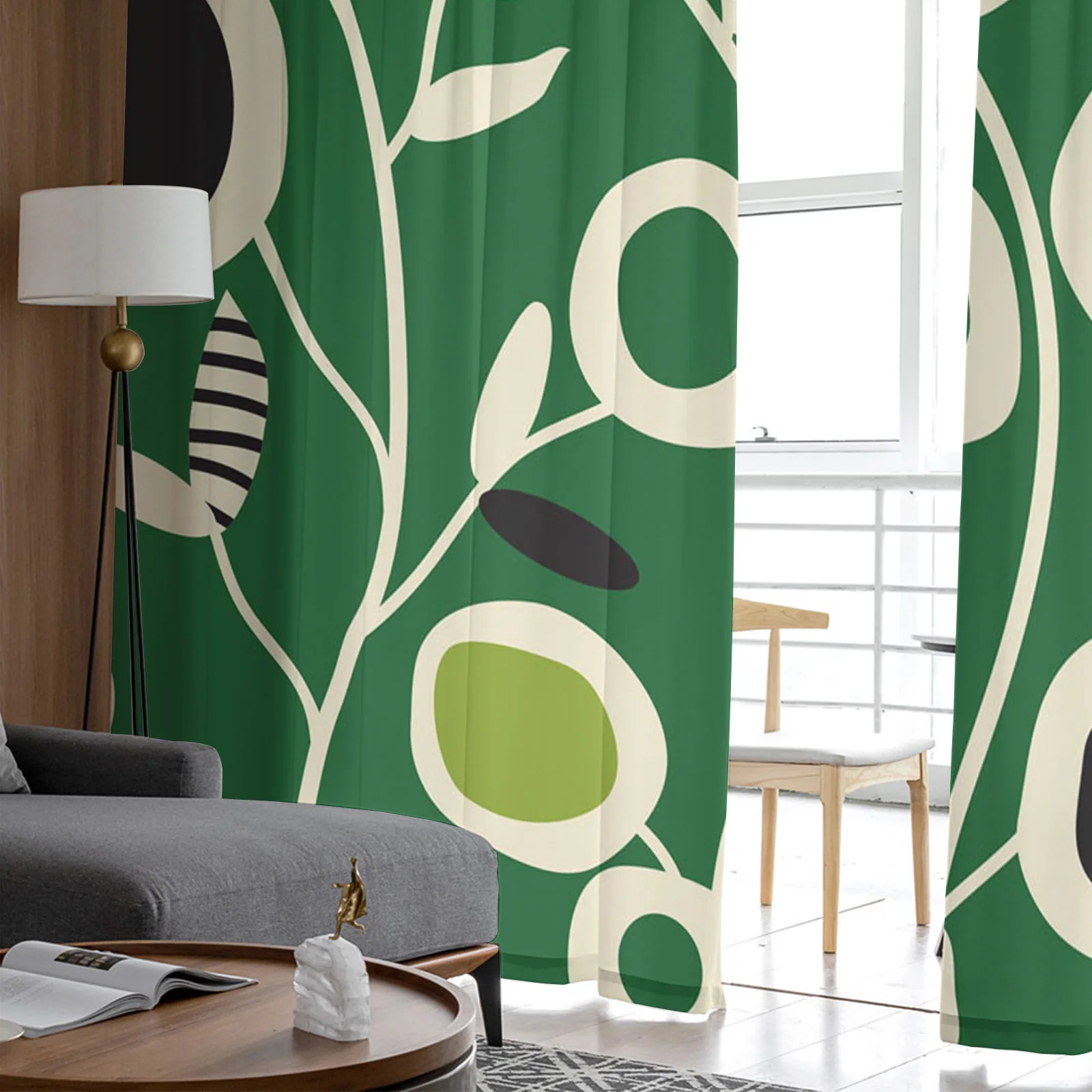 Прозрачные Занавески с геометрическими зелеными листьями кругами цветами для