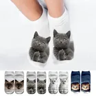 Женские милые животные, милые 3D рисунки, необычные красочные носки унисекс с различными лицами кошки
