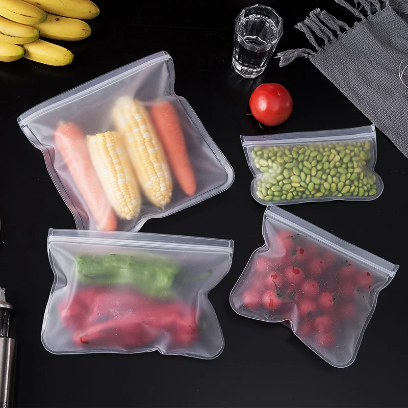 1Pc Reusable Food Freezer Bags Leakproof Silicone Ziplock Bags BPA Free Lunch Bag Meat Fruit Veggies Storage Bag Dishwasher Safe images - 6