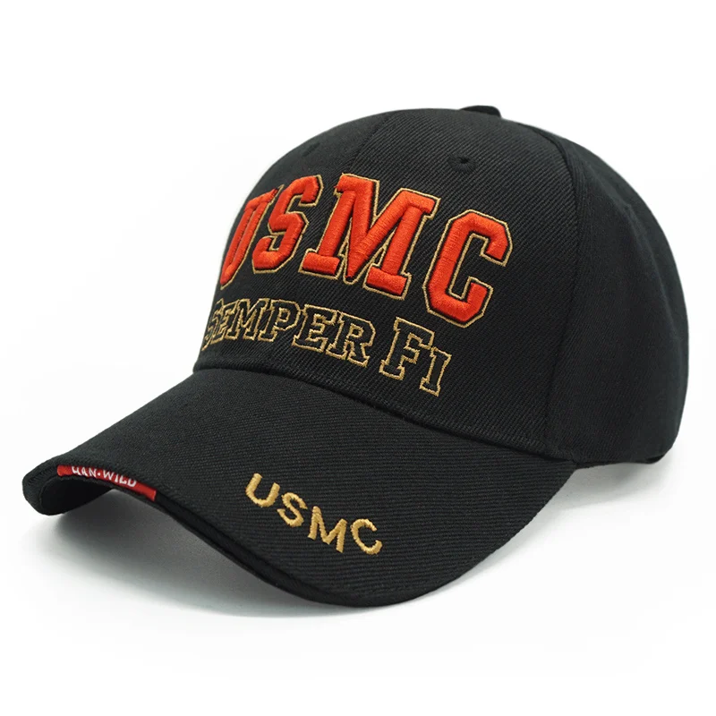 usmc black Новая брендовая мужская тактическая бейсбольная кепка Eagle SWAT, армейская бейсболка, хлопковая кепка, Регулируемая Мужская Уличная Бейсболка Кепка Gorras - Цвет: usmc black