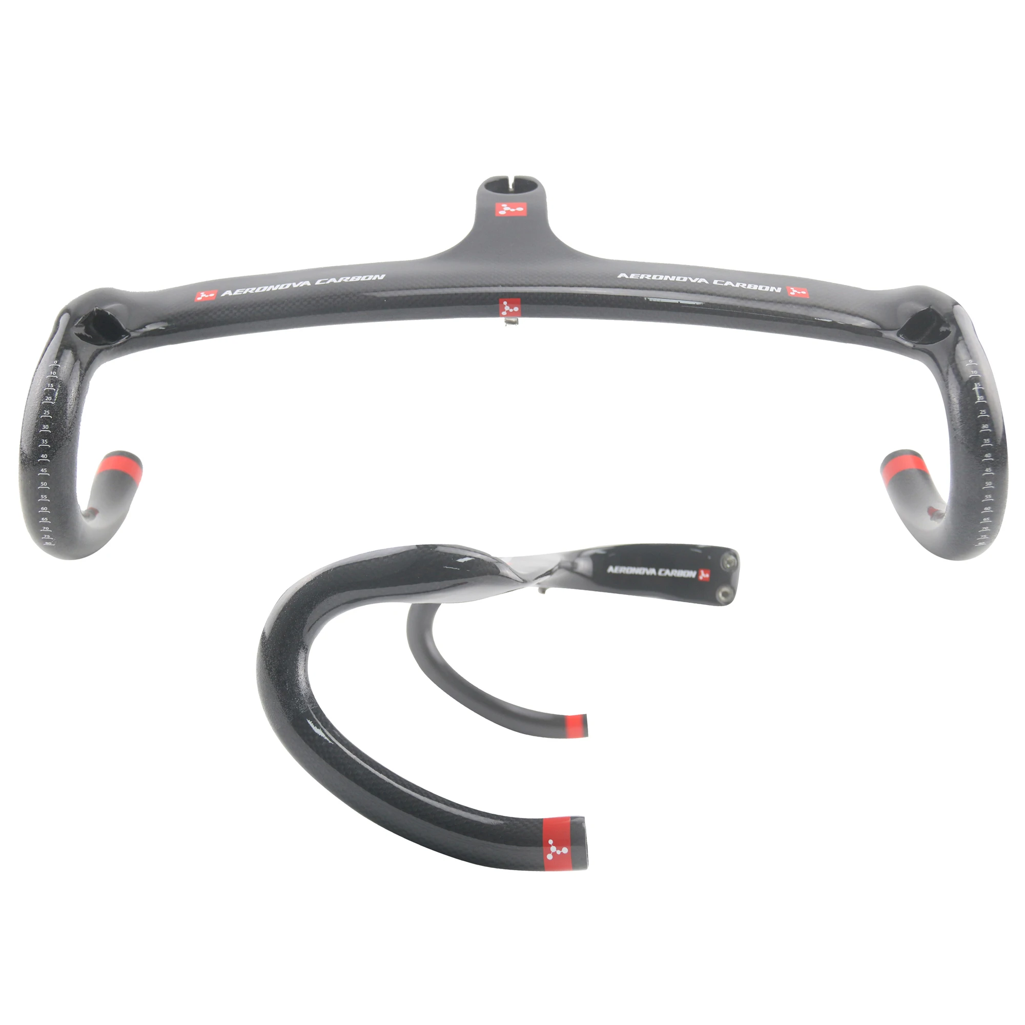 Дешево Руль из углеродного волокна для дорожного велосипеда, черный, 3K, глянцевый, интегрированный руль с стержнем для велосипеда, 400/420/440 мм