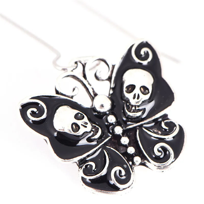 

5pairs Black Butterfly Drop Earrings Fashion Metal Alloy Skull Animal Dangles Earrings For Girl Women Jewelry For Wedding Gift