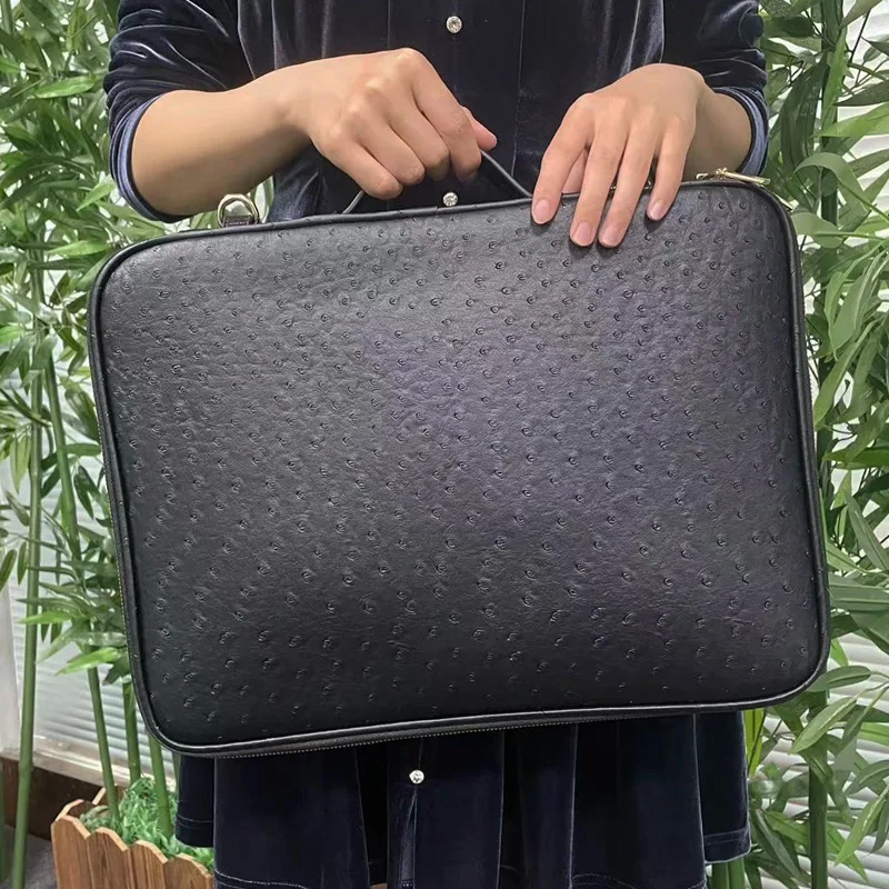 2022 Travel Men 15 inch Laptop Bag PU Ostrich Leather Large Men Laptop Bag &Cover for Macbook Pro Hot Sales