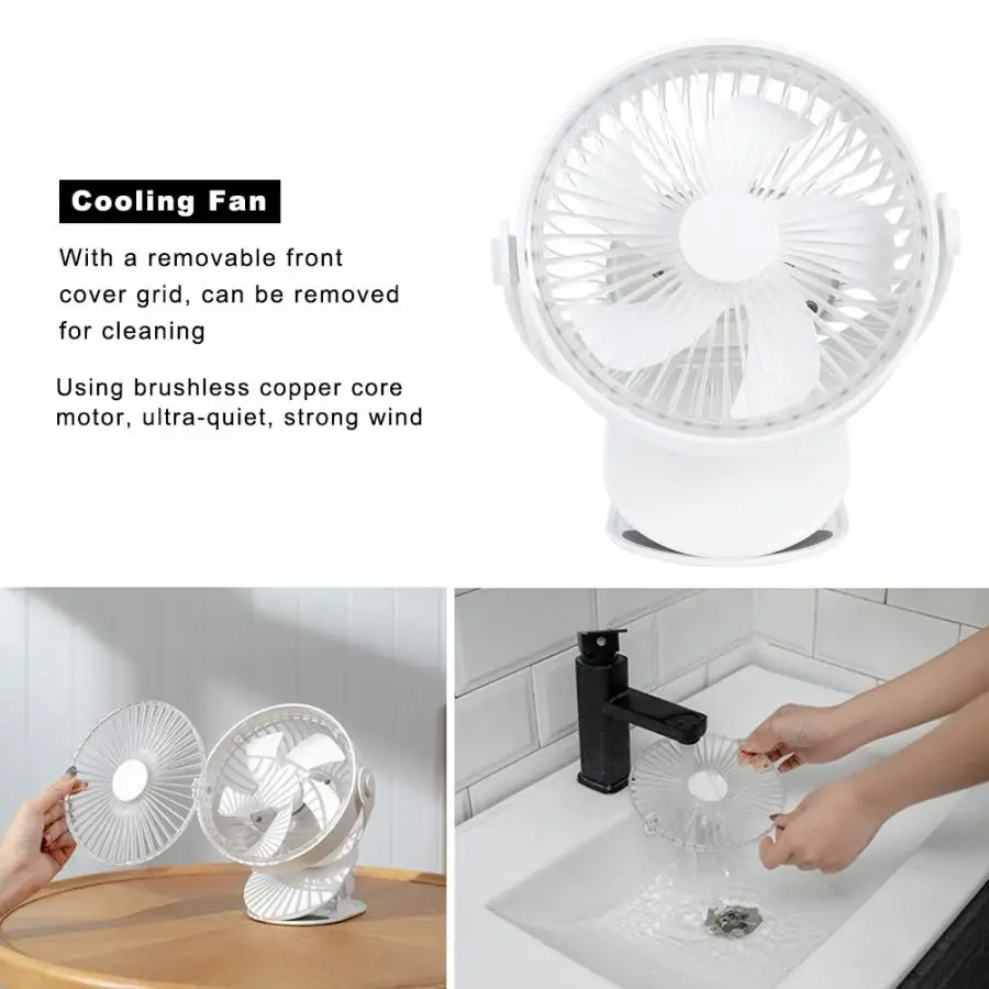 

Desktop Clip Fan Portable Mini USB LED Light Lamp 2 In1 Small Fan for Power Bank/computer Summer Gadget Student Fan