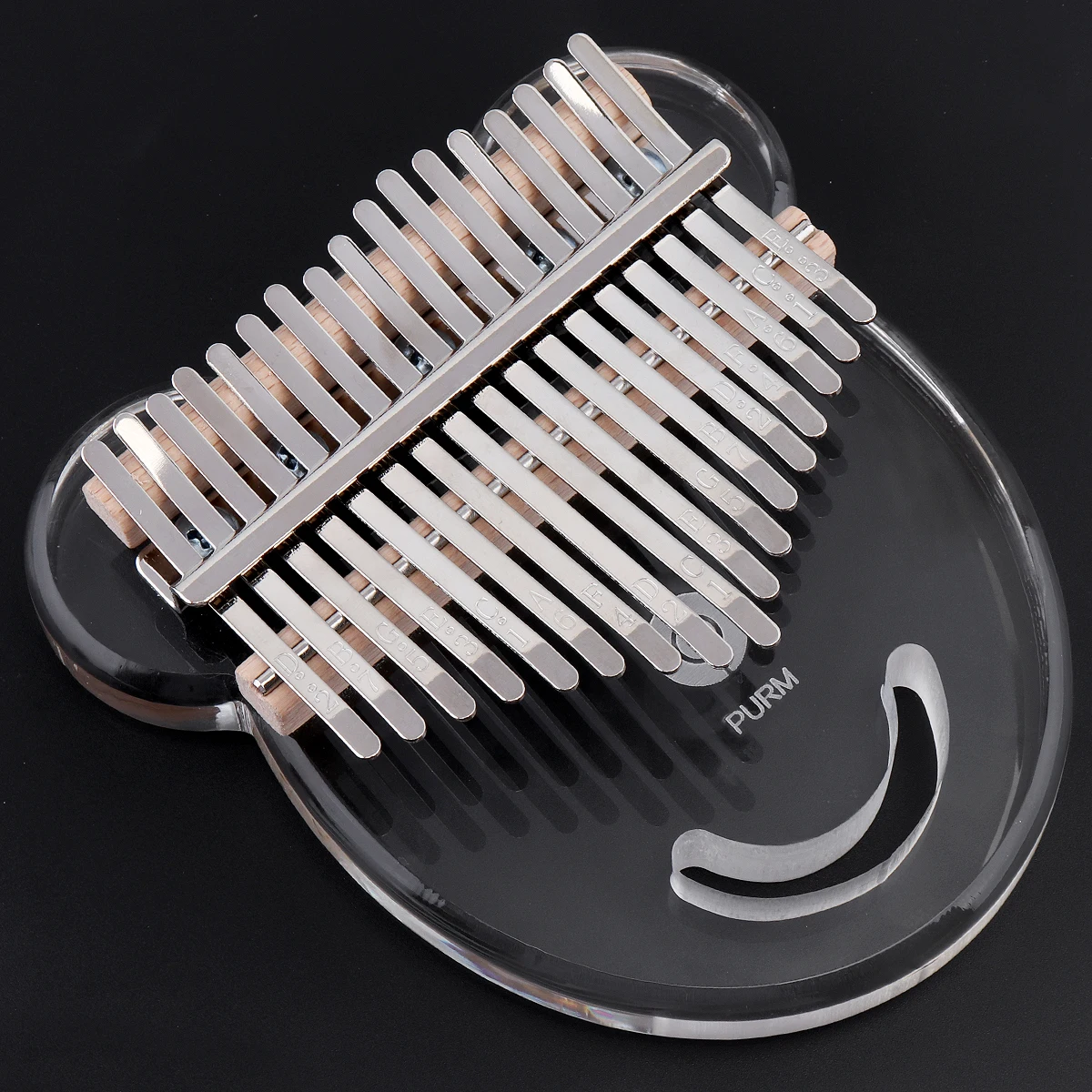 17 Key Simulation Crystal Transparent Bear Face Shape Thumb Piano Kalimba Mbira with Tuning Hammer |