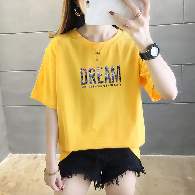 

Pure cotton female love baseball pattern printing T-shirt casual style new T-shirt women's top one