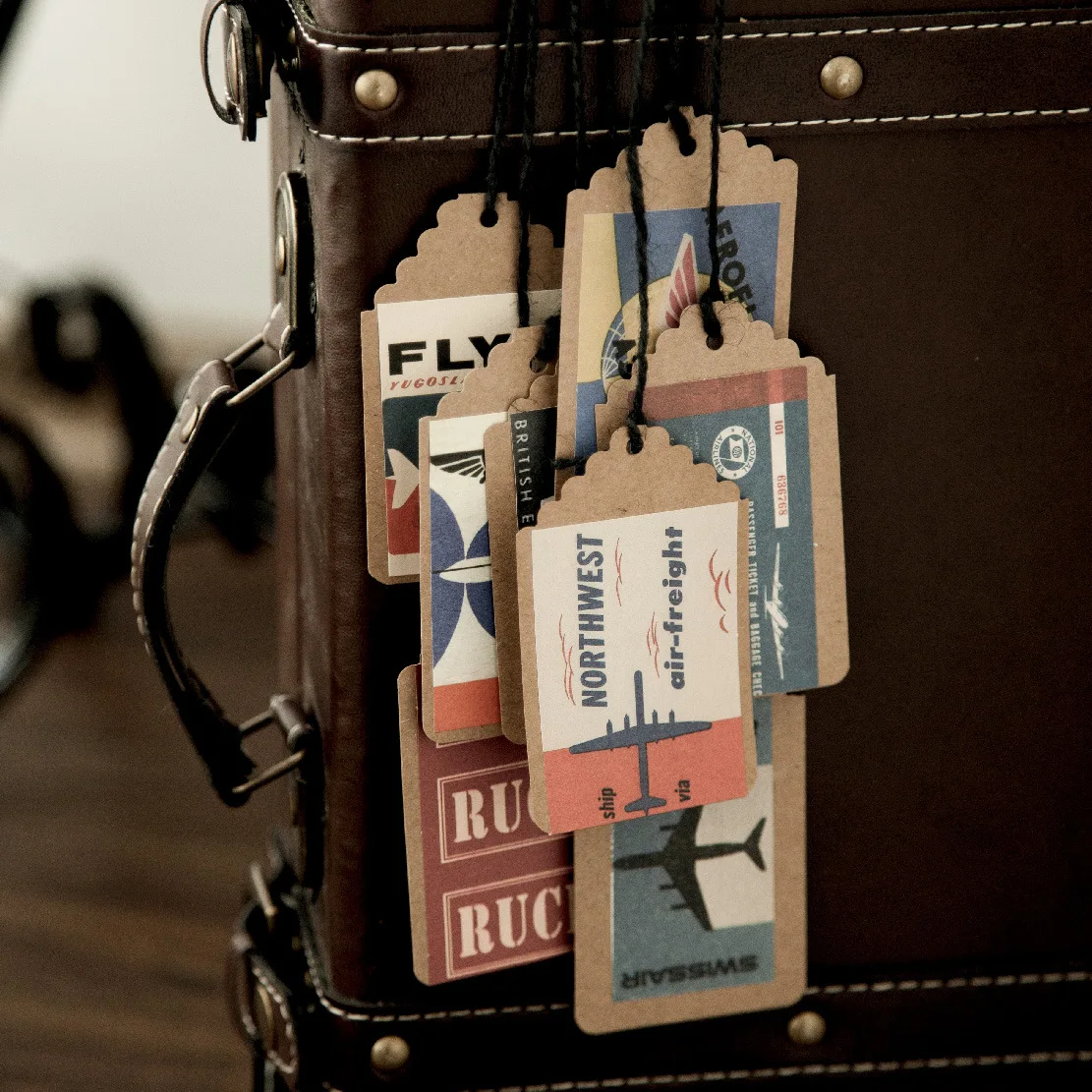 Винтажные наклейки в коробке 40 шт./компл. серия с буквами авиакомпании для