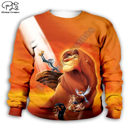 Kids sweatshirts Толстовки с капюшоном для всей семьи с героями мультфильма «Король Лев» детские толстовки на молнии с 3D принтом в виде Simba уличная одежда с длинными рукавами в стиле Харадзюку - Цвет: Kids sweatshirts