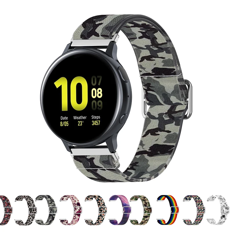 

Nylon Elastic Printiing Strap For Galaxy Watch Active Bands Active 2 40mm 44mm Band 20mm For Galaxy Watch Active 3 Watchband