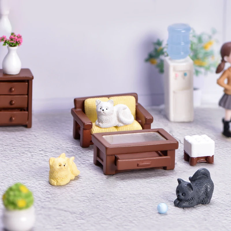 

Micro Landscape Bonsai Multi Ornaments DIY Decoration Simulation Furniture Miniature Sofa Bedside Table Stool Drinking Machine