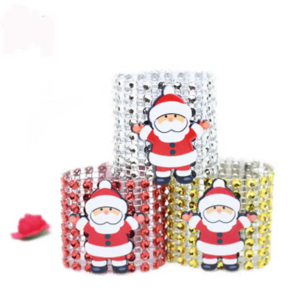 

1Pcs Christmas Crystly Napkin Rings Hotel Banquet Dinner Table Decoration Supplies Gold Napkin Buckle