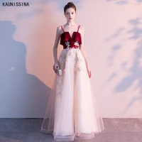 princess evening dresses a line appliques straps sleeveless back sweetheart tulle long evening gowns formal prom dress
