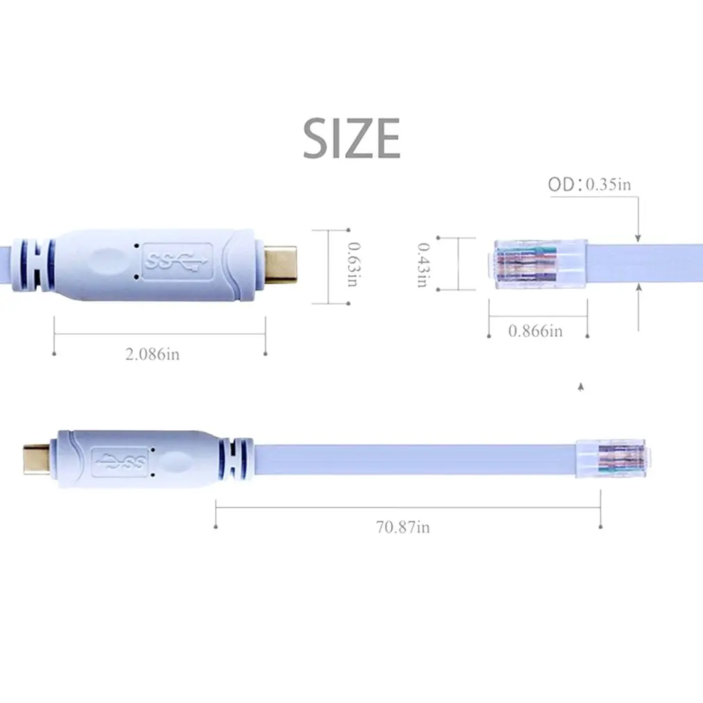 

Type C To RJ45 Drive Free USB 2.0 Compatible Console Cable 1.8 Meters Compatible With Windows MAC And Linux