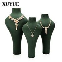 necklace jewelry display stand human head neck factory direct sales velvet leather green stall shop window stall prop rack