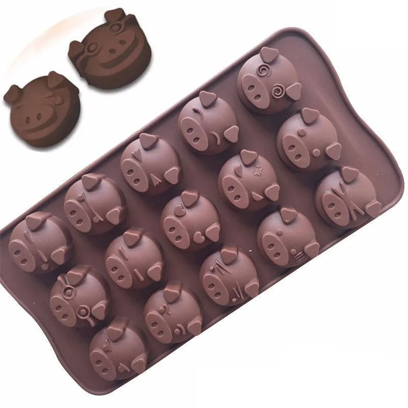 

DIY Silicone Mold Expression Pig Chocolate Ice Cube Mold Soft Biscuit Candy Jelly Pudding Small Kitchen Creative Baking Mold