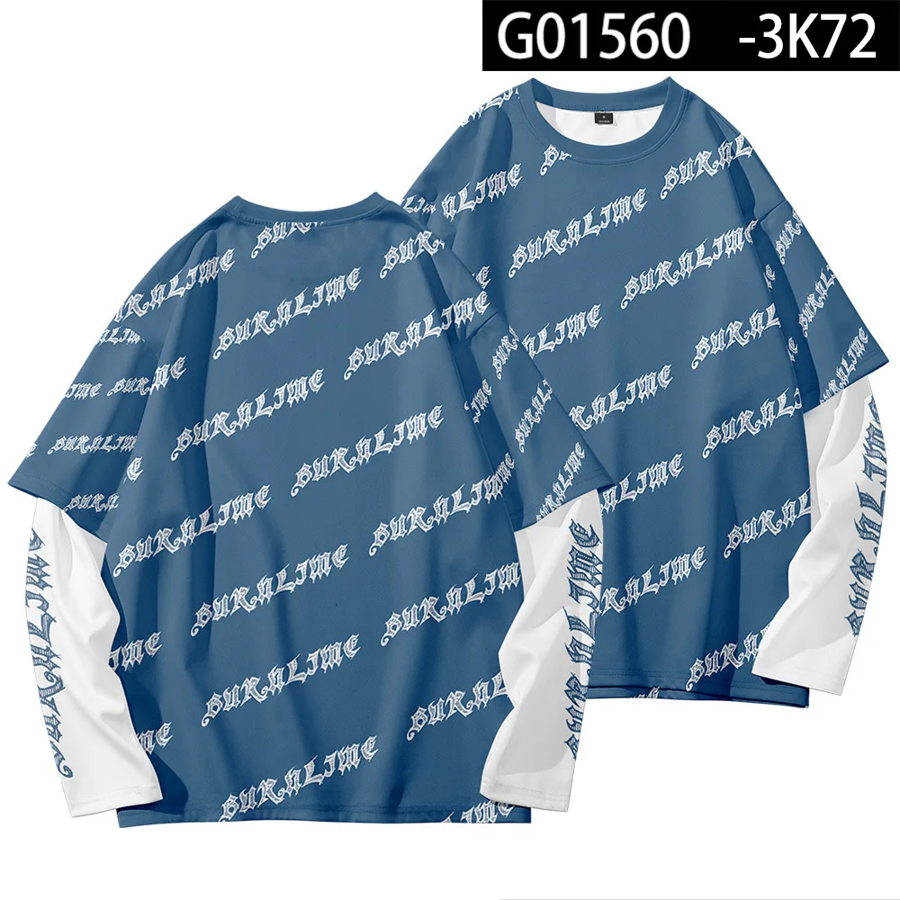 

Сезон весна; Женская и Мужская Двойные штаны с фальш-вставкой толстовки в стиле хип-хоп с длинным рукавом, футболка с круглым вырезом уличная Повседневный пуловер