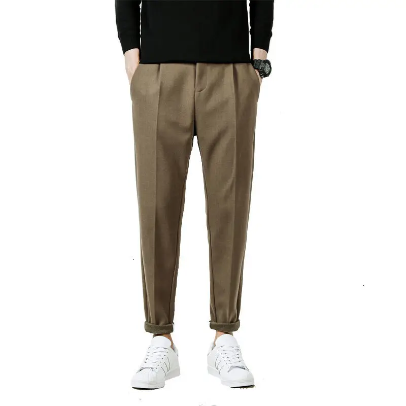 

Privathinker 2020 Winter New Men's Woollen Casual Pants Men's Streetwear Fashion Trouser Ankle-Length Streetwear Trousers