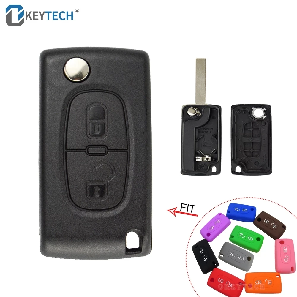Чехол для дистанционного ключа от машины OkeyTech с 2 кнопками Peugeot 206 207 307 308 407 408 Citroen C2