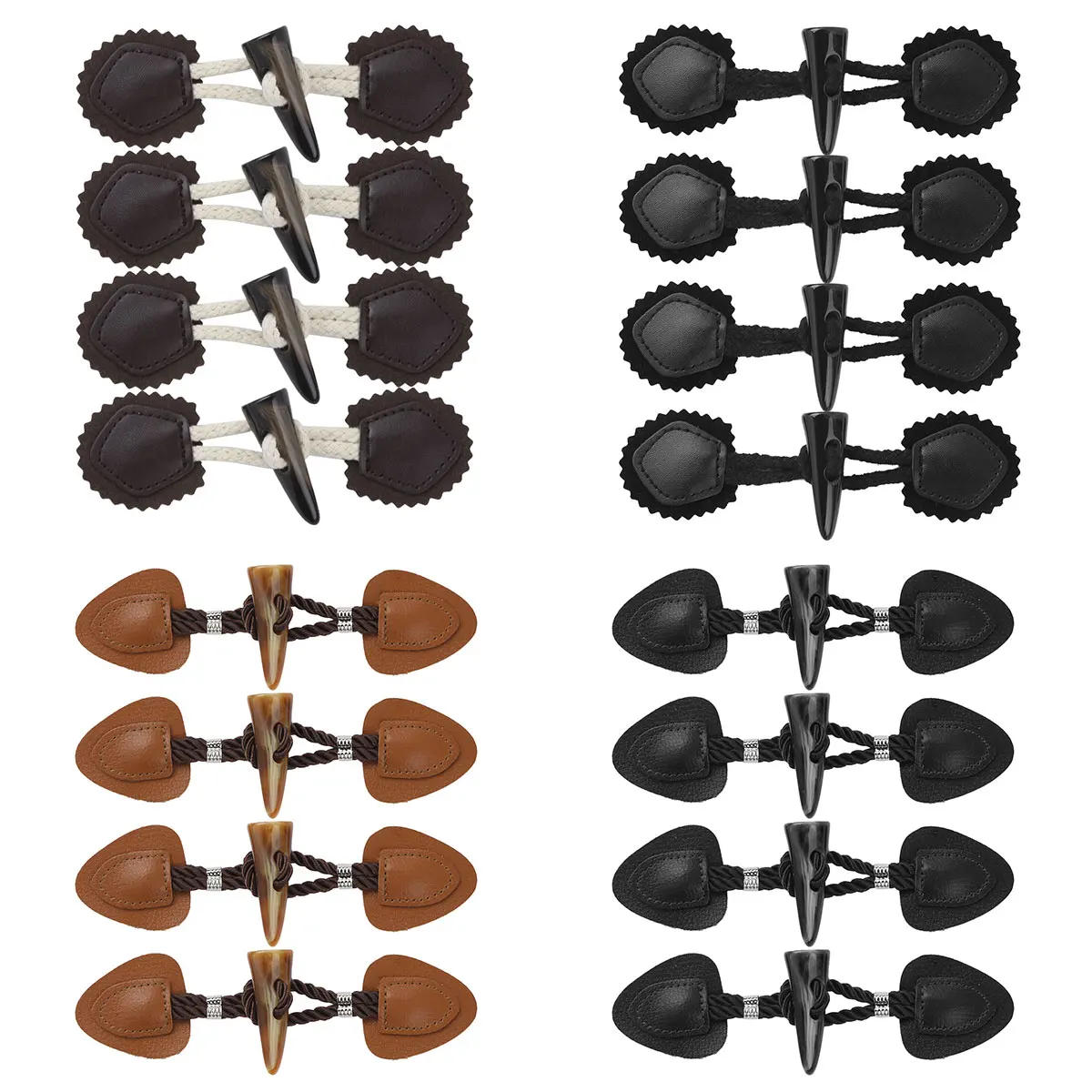 4Pairs PU Leather Toggle ButtonsVintage Resin Horn Buttons Coat Jacket Cardigan Fasteners Clasp DIY Clothing Decoration | Дом и сад