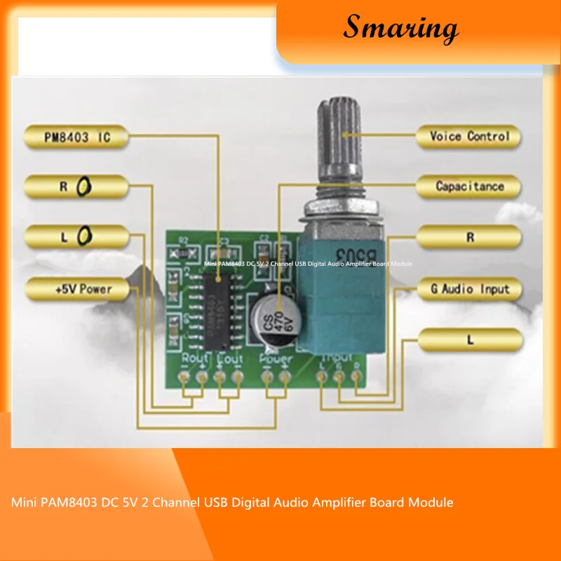 Super Mini PAM8403 DC 5V 2 канальный USB цифровой аудио усилитель плата модуль 2*3W регулятор