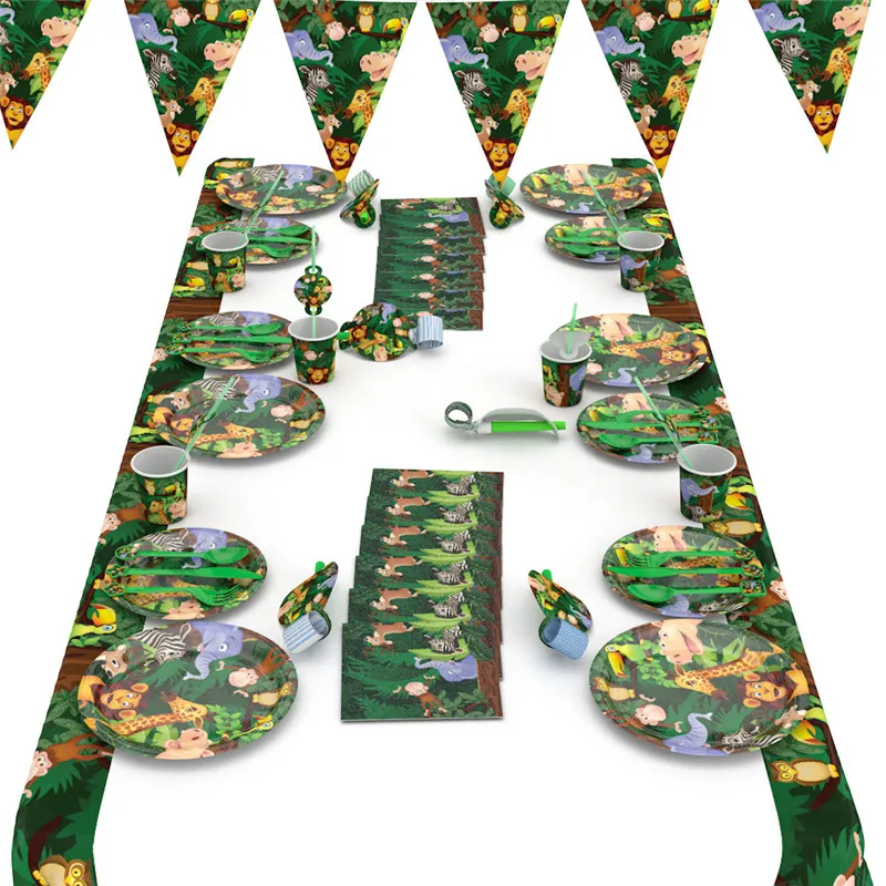 Набор одноразовой посуды в виде животного из мультфильма джунглей для детей