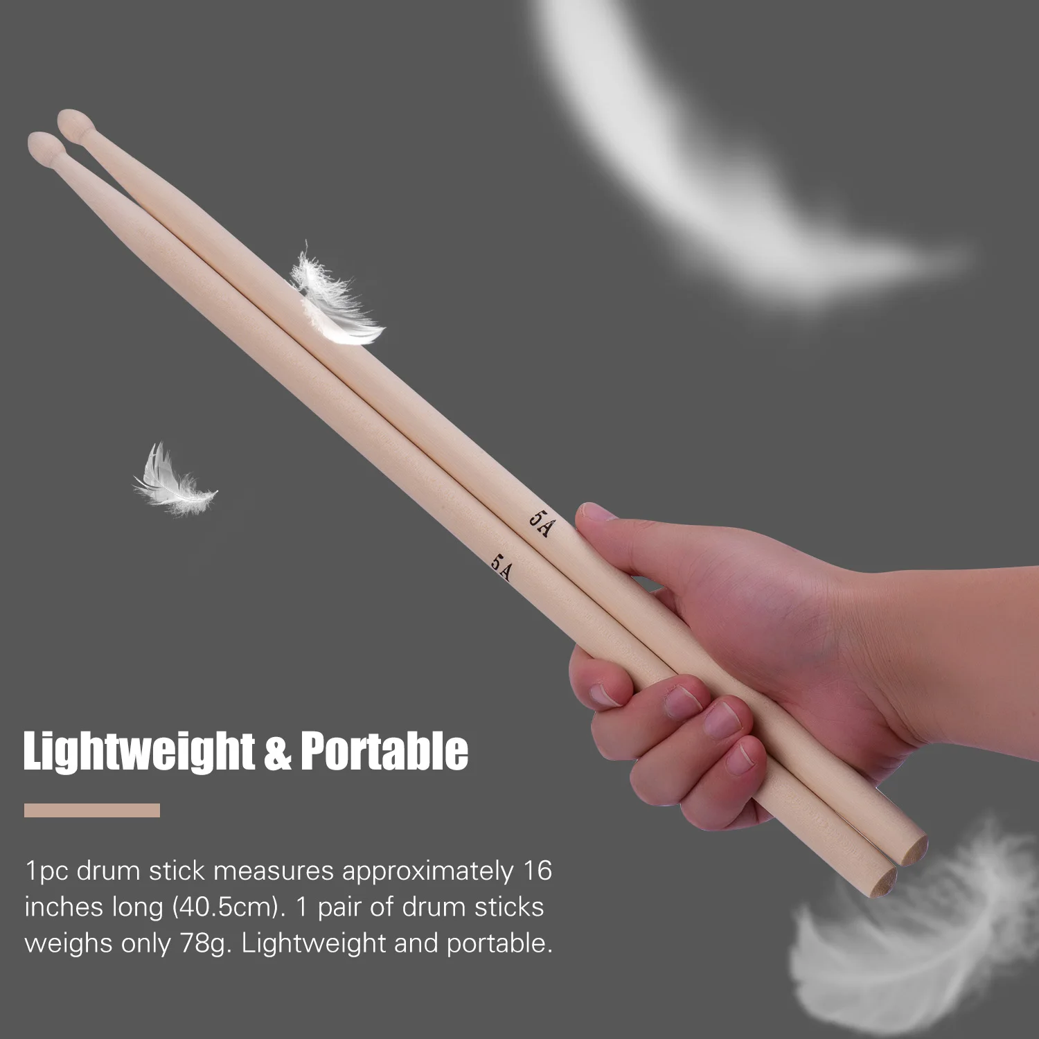 

3 Pairs of Type-5A Maple Drumsticks Drum Sticks with 1pc Carrying Pouch for Drum Kit Jazz Drum