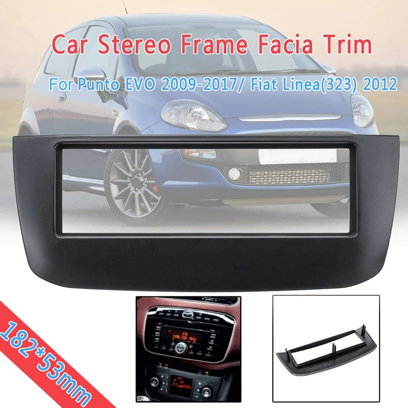 Автомобильная стереомагнитола 1Din рамка для панели Facia Punto EVO 2009-2017/ Fiat Linea(323) 2012x53 мм