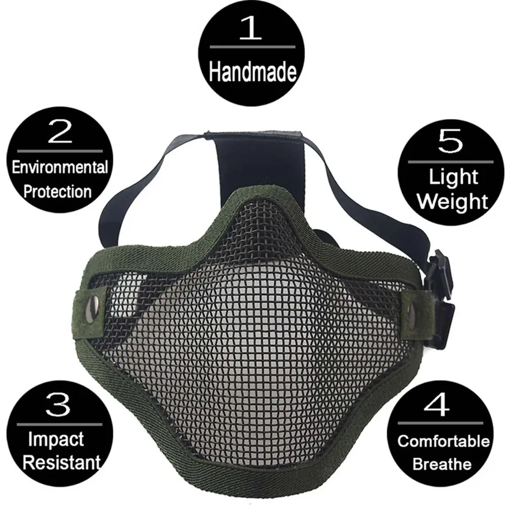 Airsoft Field Wargame Tribal Chief Mask Half Face Metal Steel Net Mesh Hunting Tactical Protective | Безопасность и защита