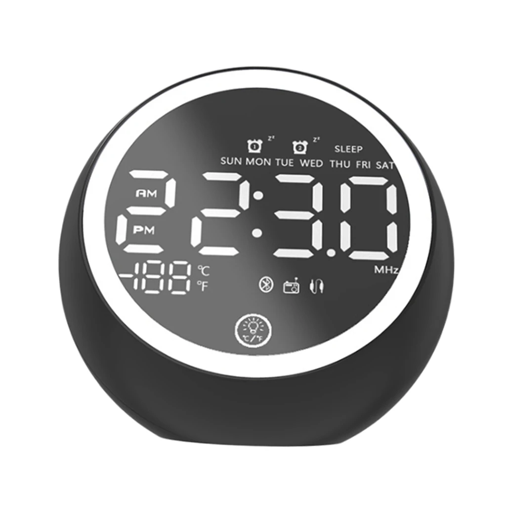 

Bluetooth Alarm Clock FM Radio Speaker SupportAux With Snooze
