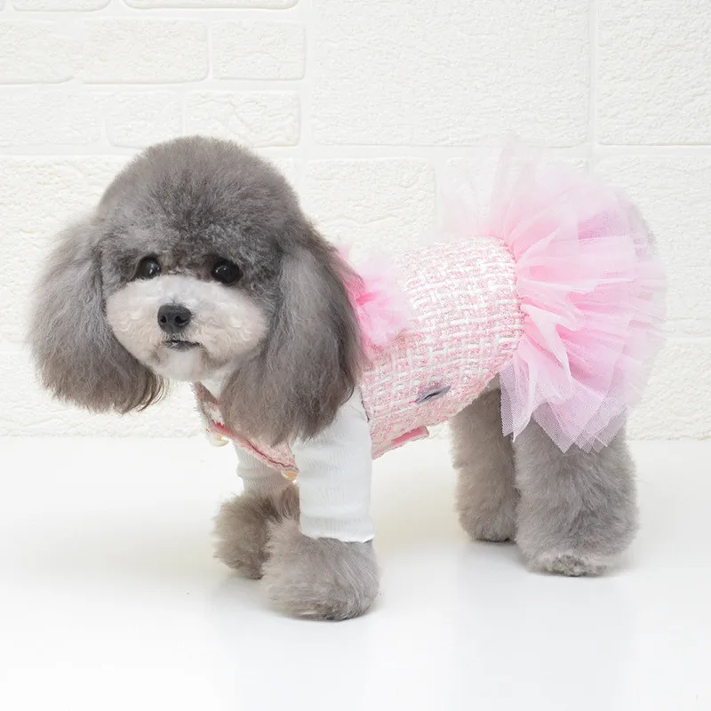 Одежда для домашних животных черная розовая юбка пачка с кружевным дизайном