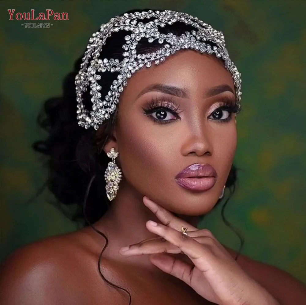 

YouLaPan HP243 Full Rhinestone Headband for Women Bridal Headpiece Wide Hair Band Handmade Headwear Wedding Hair Accessories