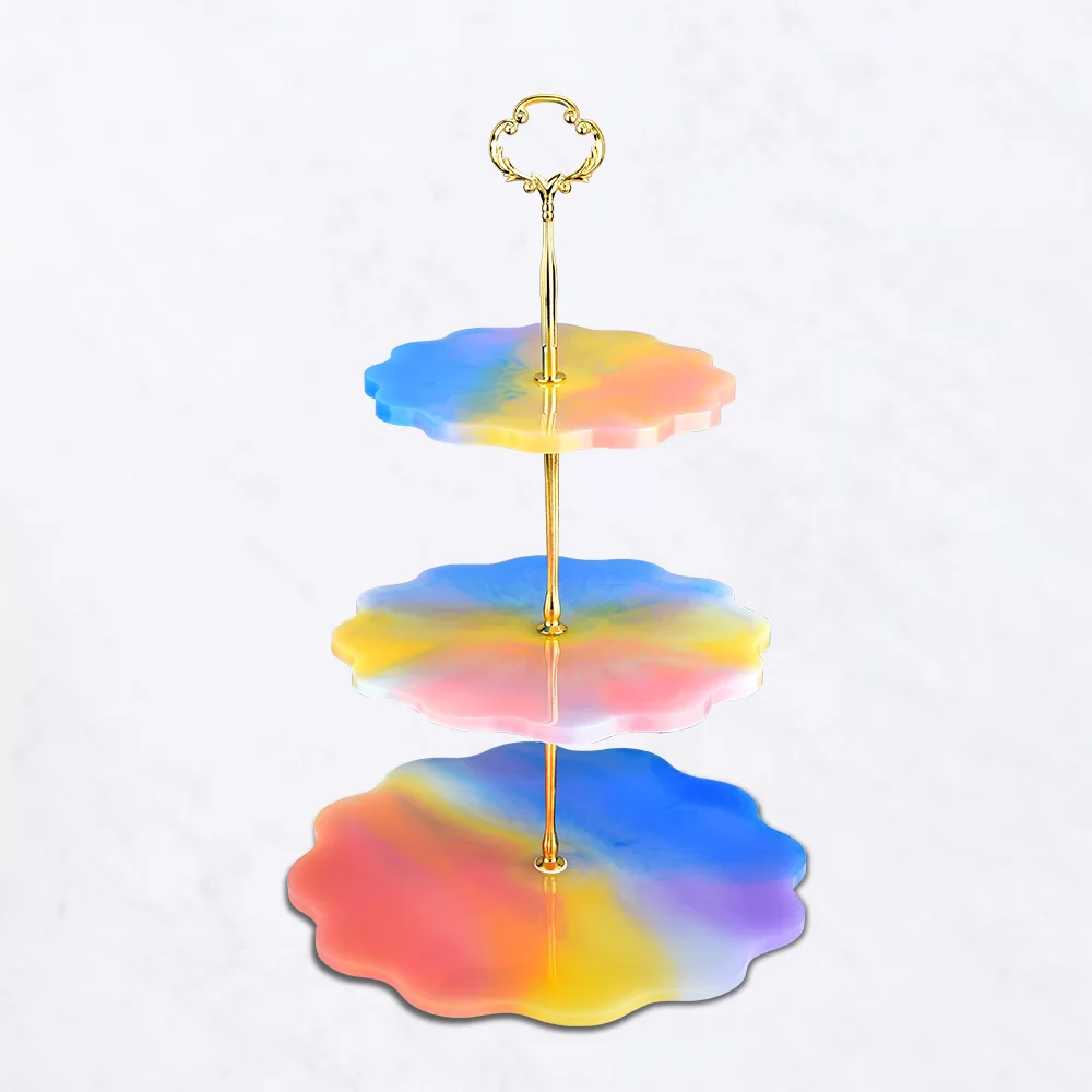 

Силиконовый, рисунок в форме цветка, поднос с украшением в виде кристаллов Форма для эпоксидной смолы трехслойная стол фруктов силиконовые ...