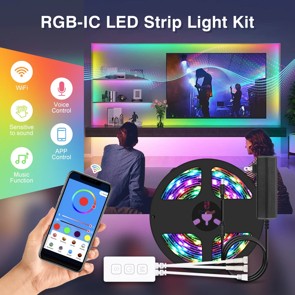 WS2811 IC Светодиодная лента RGB Dream полноцветная 30 светодиодов/м 12 В постоянного тока