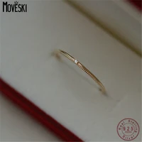 moveski real 925 sterling silver simple square clear cz charm gold color finger rings for women wedding engagement jewelry