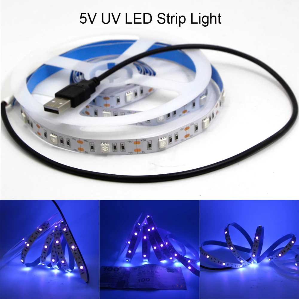 УФ Светодиодные ленты светильник SMD 5050 5V водонепроницаемый USB/переключатель