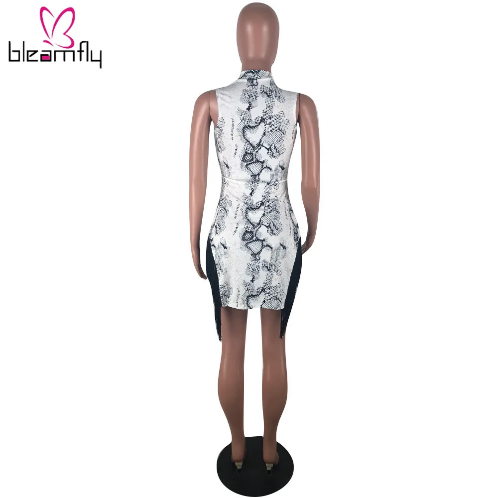 Новинка женское летнее леопардовое платье без рукавов с кисточками сексуальное