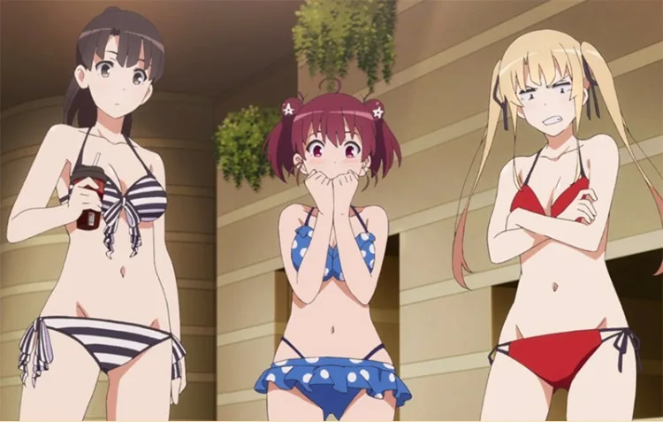 

2019 Anime Saenai Heroine No Sodate-Kata Eriri Cosplay Costumes Red Sexy Bikini Swimsuit For Sunshine Beach/Swimmin Pool Show