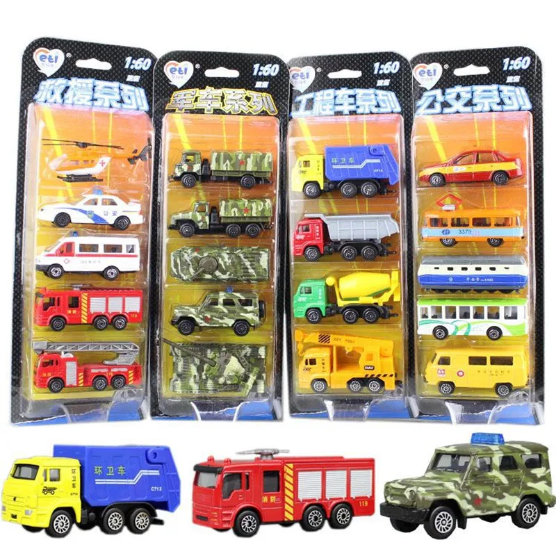 Hot-selling alloy military truck model,1:64 rescue truck 5 piece set,construction truck dump truck toy,free shipping