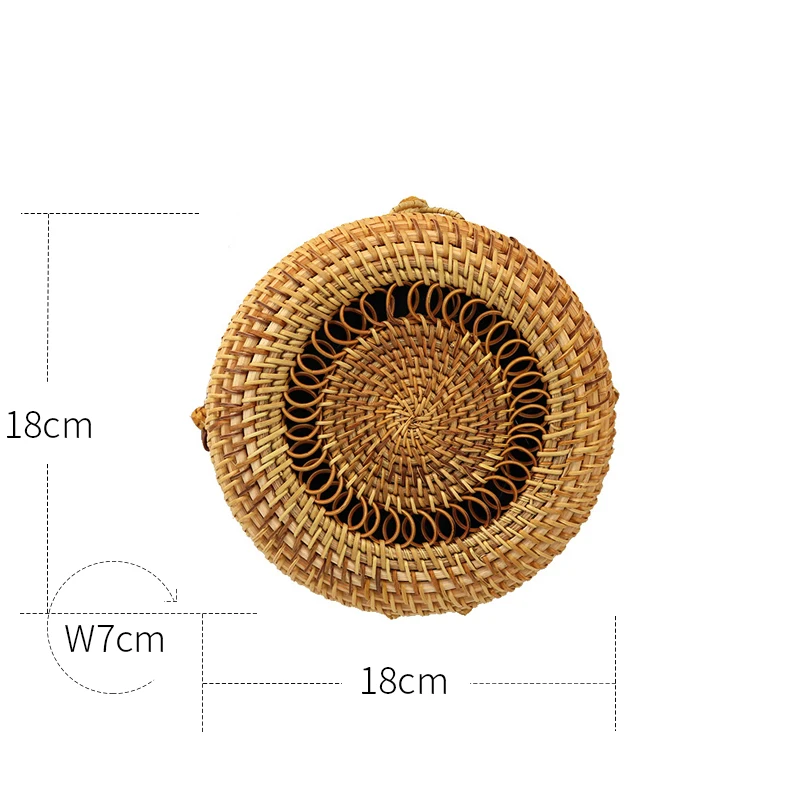 Круглая пляжная сумка ручной работы с вырезами Женская плетеная круглая на плечо