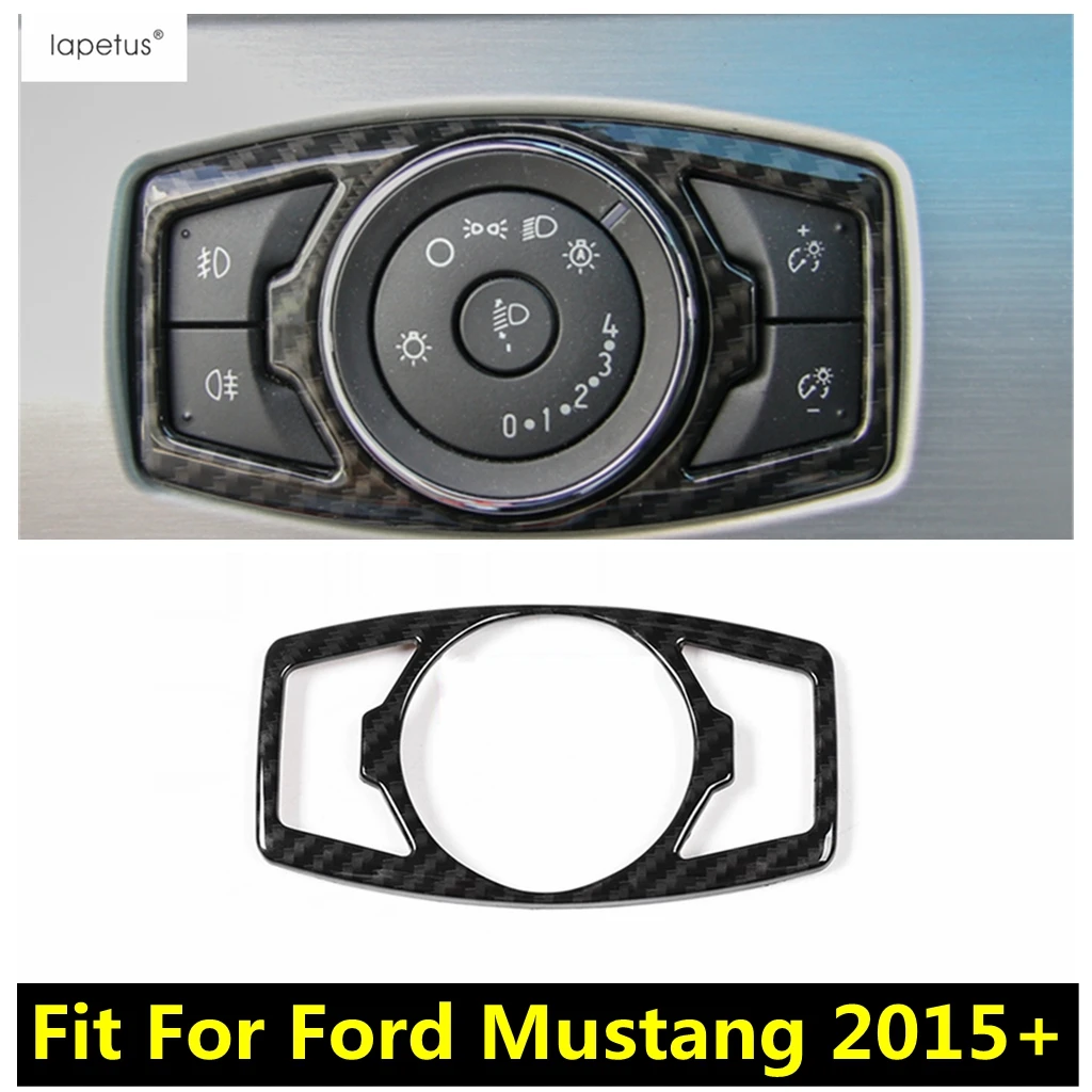 

Carbon Fiber Style Accessories For Ford Mustang 2015 - 2019 Car Head Lights Lamp Switch Button Molding Cover Kit Trim Interior