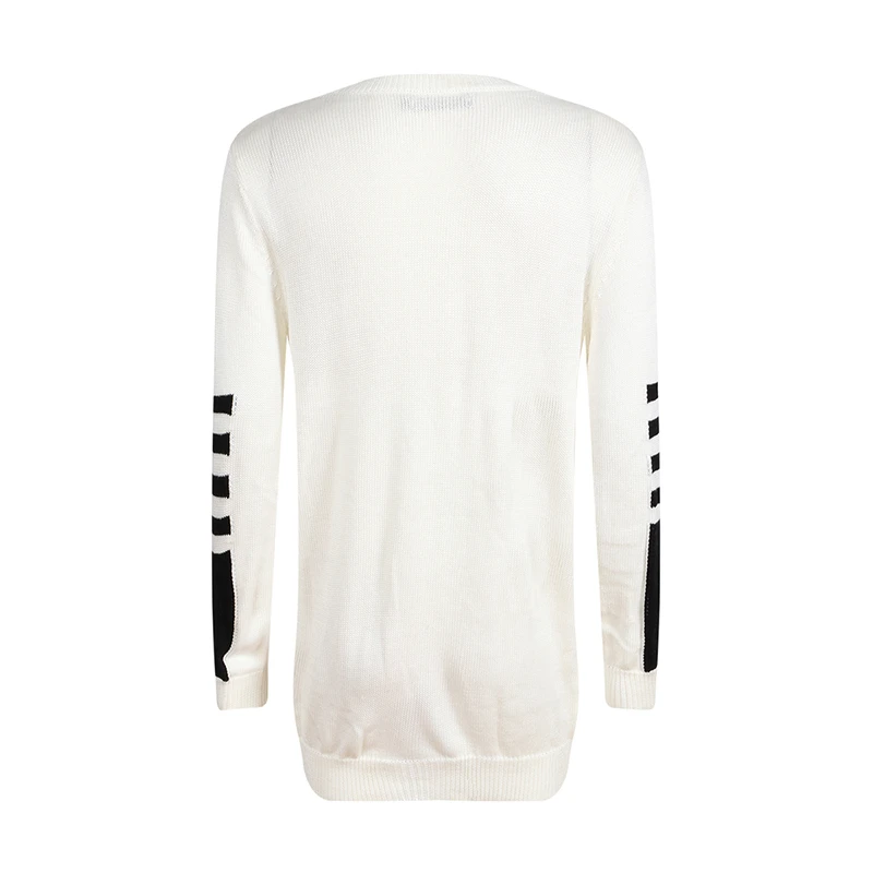 HDY Haoduoyi Fashion Trend Personality Simple Loose Street Contrast Color Striped Head Rib Long-sleeved Round Neck Knit Sweater | Женская