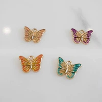 10pcslot new cute butterfly shape charm diy jewelry bracelet necklace pendant enamel charms gold tone enamel floating charm